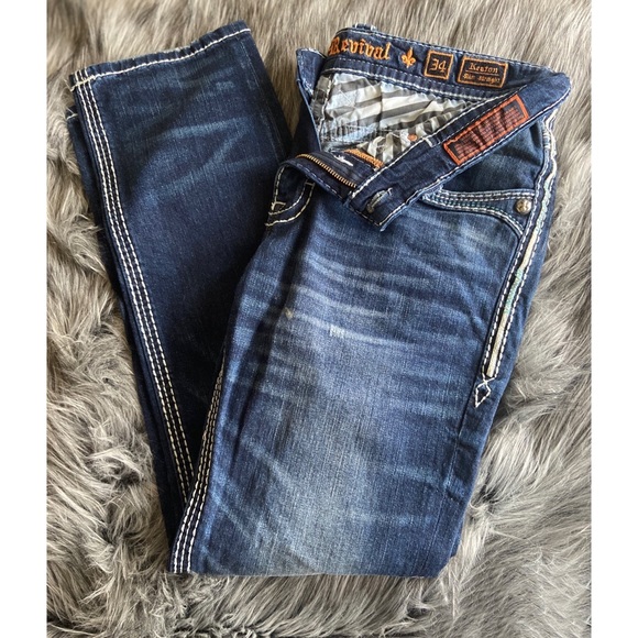 Men’s Dark Rock Revival Jeans - Picture 1 of 4